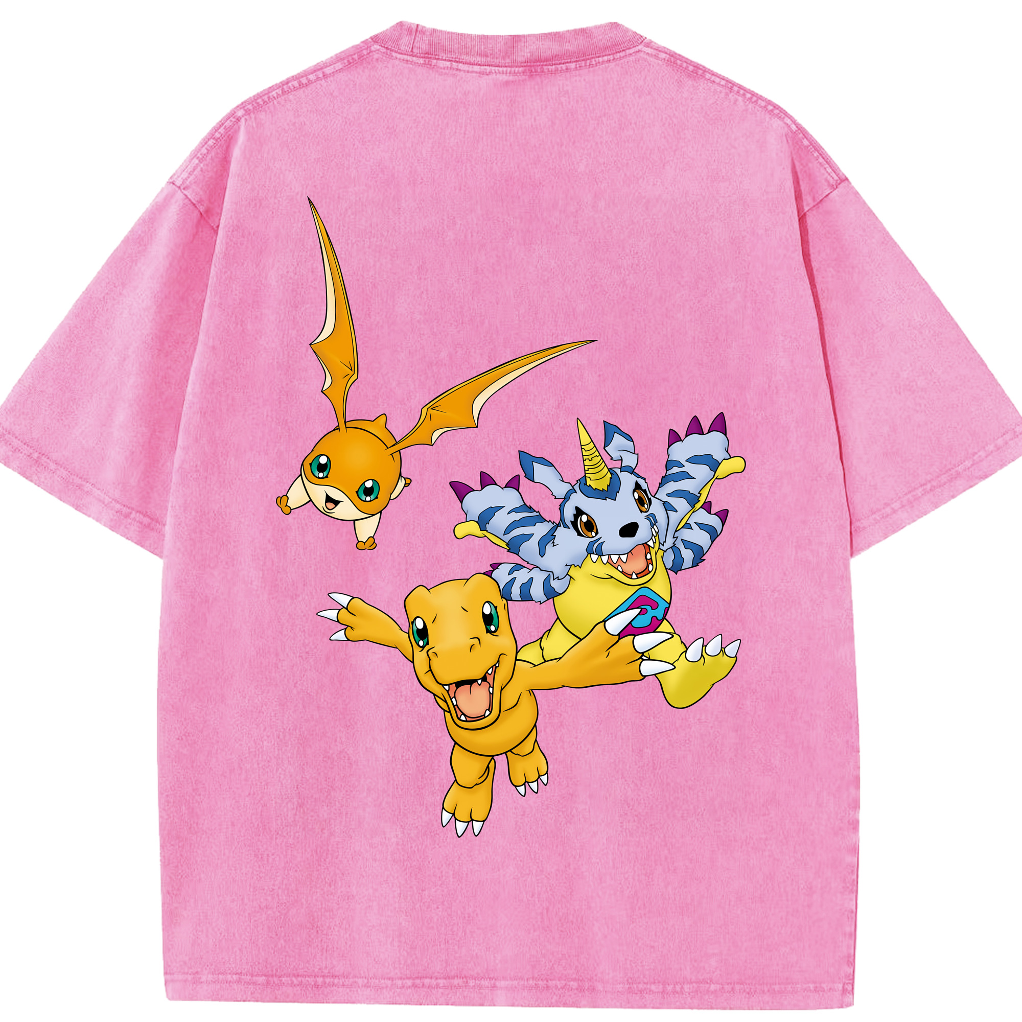 （画像用） Digimon デジタルモンスター/デジモン 綿100% ヴィンテージ風 半袖Tシャツ（背面プリント）